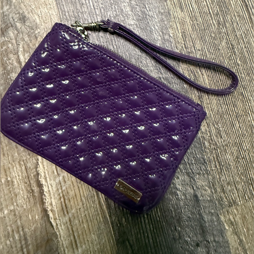 Express Shiny Purple Quilted Wristlet